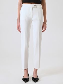 Slim Trousers in White Technical Fabric det_2