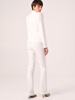 White Mid-Flared Trousers in Technical Fabric det_3