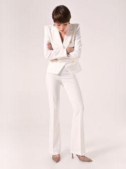 White Mid-Flared Trousers in Technical Fabric sp_e1