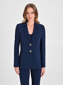 Two-Button Jacket in Blue Technical Fabric det_2