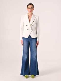Double-Breasted Jacket in White Technical Fabric det_1