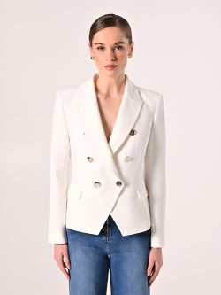 Double-Breasted Jacket in White Technical Fabric det_2