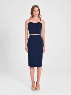 Blue Pencil Skirt in Technical Fabric. det_1