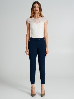Slim-fit trousers in scuba crepe det_1