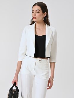 Chaqueta corta de tejido técnico blanco sp_e1