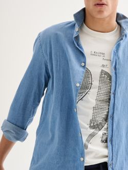 Men’s Shirt in Light Wash Denim QB24 in_i5