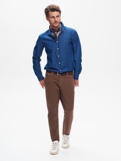 Medium-Wash Men’s Blue Denim Shirt QB24 in_i7