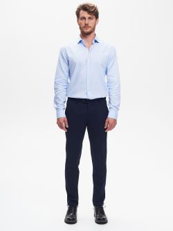 Light Blue Men's Classic Shirt with a French CollarQB24 det_1