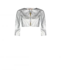 Metallic faux leather shrug  det_4