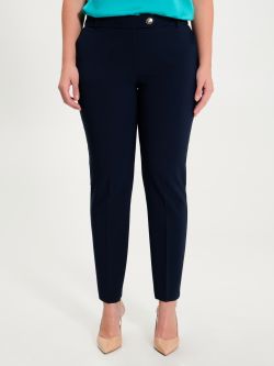 Curvy Navy Blue Trousers with Smock Stitching det_2