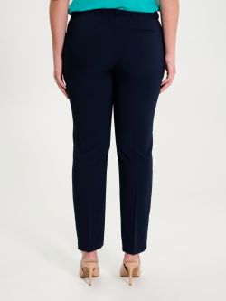 Curvy Navy Blue Trousers with Smock Stitching in_i4