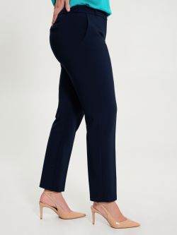 Curvy Navy Blue Trousers with Smock Stitching in_i7