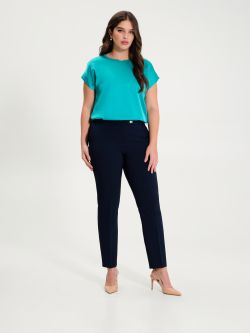 Curvy Navy Blue Trousers with Smock Stitching sp_e1