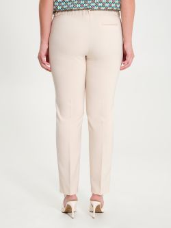 Curvy Beige Trousers with Smock Stitching in_i4