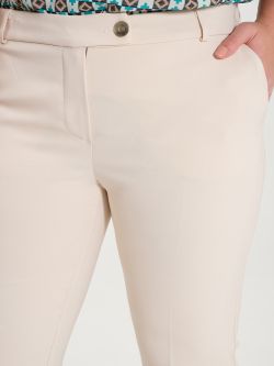 Curvy Beige Trousers with Smock Stitching in_i5