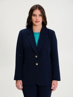Curvy Navy Blue Two-Button Jacket  det_2