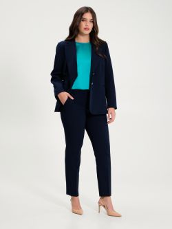 Curvy Navy Blue Two-Button Jacket  in_i7