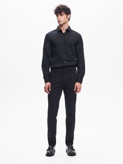 Pantalón de traje de punto Milano en azul oscuro para hombre; QB24 det_1