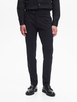Pantalón de traje de punto Milano en azul oscuro para hombre; QB24 det_3
