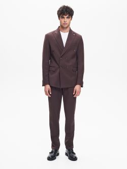 Men’s Dark-Brown Double-Breasted Polyviscose Jacket QB24 det_1