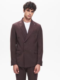 Men’s Dark-Brown Double-Breasted Polyviscose Jacket QB24 det_3