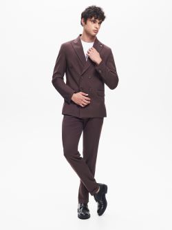 Men’s Dark-Brown Double-Breasted Polyviscose Jacket QB24 in_i7