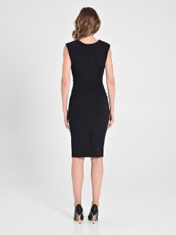 Black Draped Sheath Dress det_3