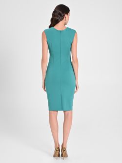 Jade Green Draped Sheath Dress det_3
