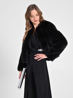 Tuxedo-Style Jumpsuit in Black Flowy Fabric in_i7