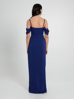 Long Blue Draped Dress det_3