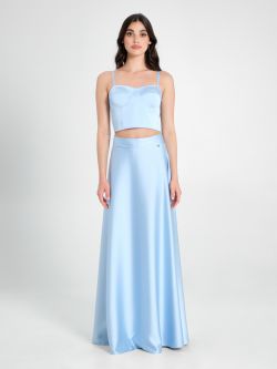 Light Blue Corset Top in Structured Satin det_1