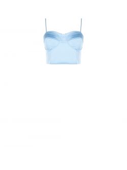 Light Blue Corset Top in Structured Satin det_4