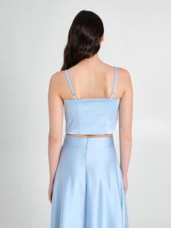Light Blue Corset Top in Structured Satin in_i4