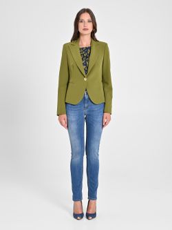 Single-Button Jacket in Moss Green Technical Fabric det_1