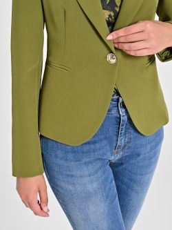 Single-Button Jacket in Moss Green Technical Fabric in_i5