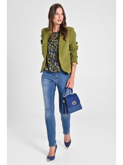 Single-Button Jacket in Moss Green Technical Fabric in_i7