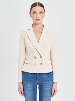 Beige Double-Breasted Jacket det_3