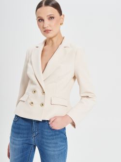 Beige Double-Breasted Jacket in_i7