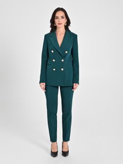 Double-breasted Jacket in Malachite Green Technical Fabric det_1