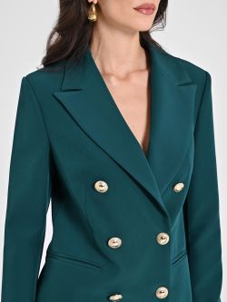 Double-breasted Jacket in Malachite Green Technical Fabric in_i5