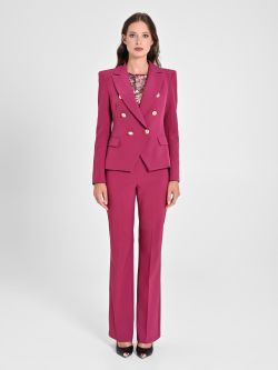 Double-Breasted Jacket in Burgundy Technical Fabric det_1