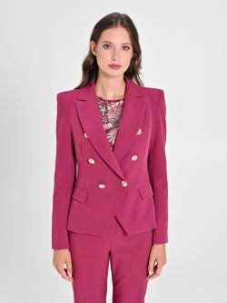 Double-Breasted Jacket in Burgundy Technical Fabric det_2