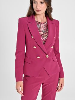 Double-Breasted Jacket in Burgundy Technical Fabric sp_e1