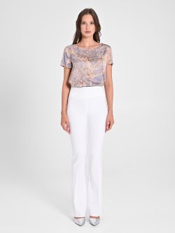 Pantalon évasé beige en tissu technique beige det_1