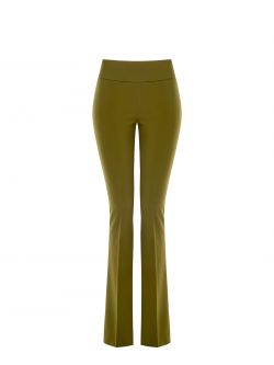 Pantalon évasé en tissu technique vert mousse det_4