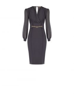 Grey Sheath Dress with Chain det_4