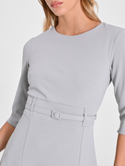 Grey Dress with Covered Belt in_i5