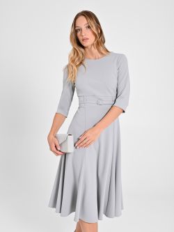 Grey Dress with Covered Belt in_i7