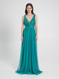 Long Dress with Sequins and Tulle det_1