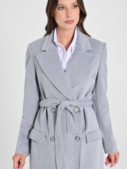 Maxi Grey Coat with Belt in_i5